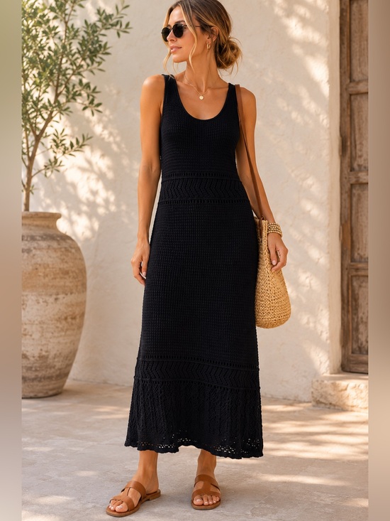 Z Supply Dresses & Skirts - Z Supply Black Knit Sweater Tank Dress Size Medium Sleeveless Midi Maxi Cover Up
